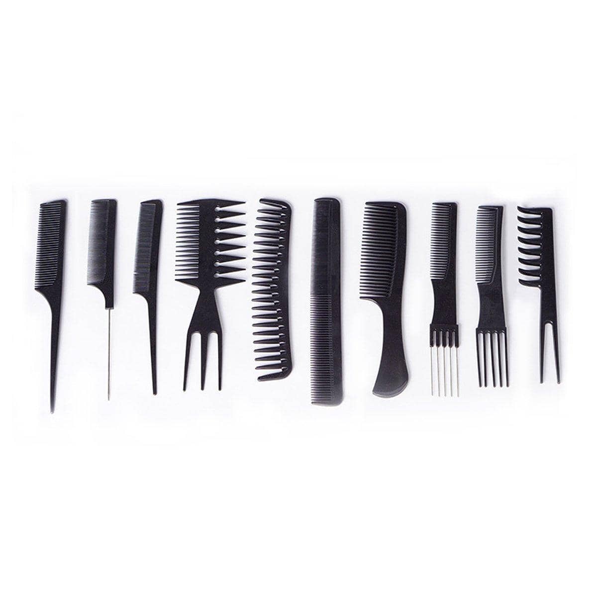 Hair Styling Cutting Comb Set Plastic Pointed Tail Comb with Steel Needle, Pack of 10 - view 2