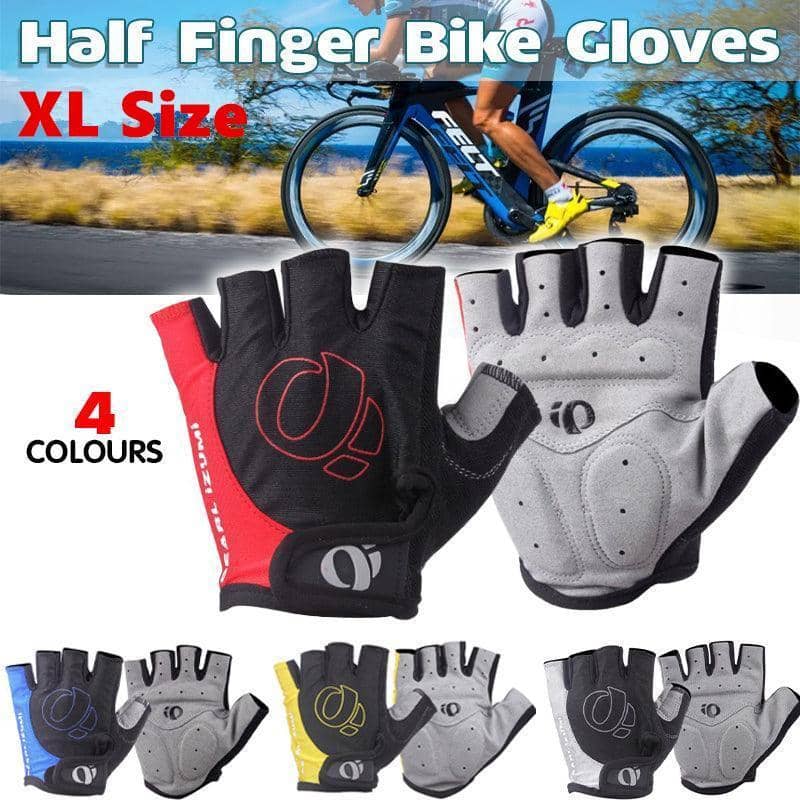 Half Finger Cycling Bike Gloves Unisex Anti Slip Padded - Black and Grey, XL (9-10 cm) - view 2