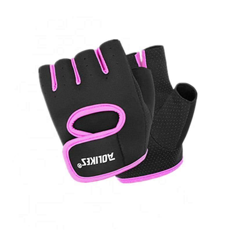 Half-Finger Weight Lifting Gloves - Black and Light Purple, Size M (Palm 18-21 cm)