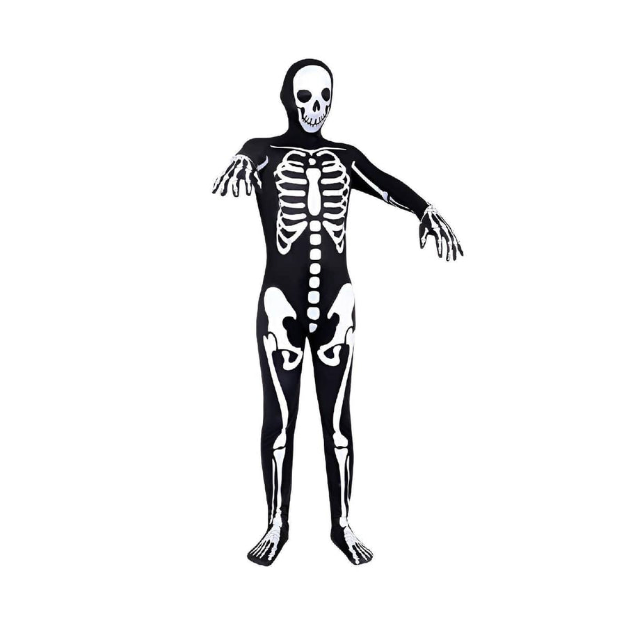 Halloween Cosplay Skeleton Jumpsuit Costume, Black and White Print - 110cm