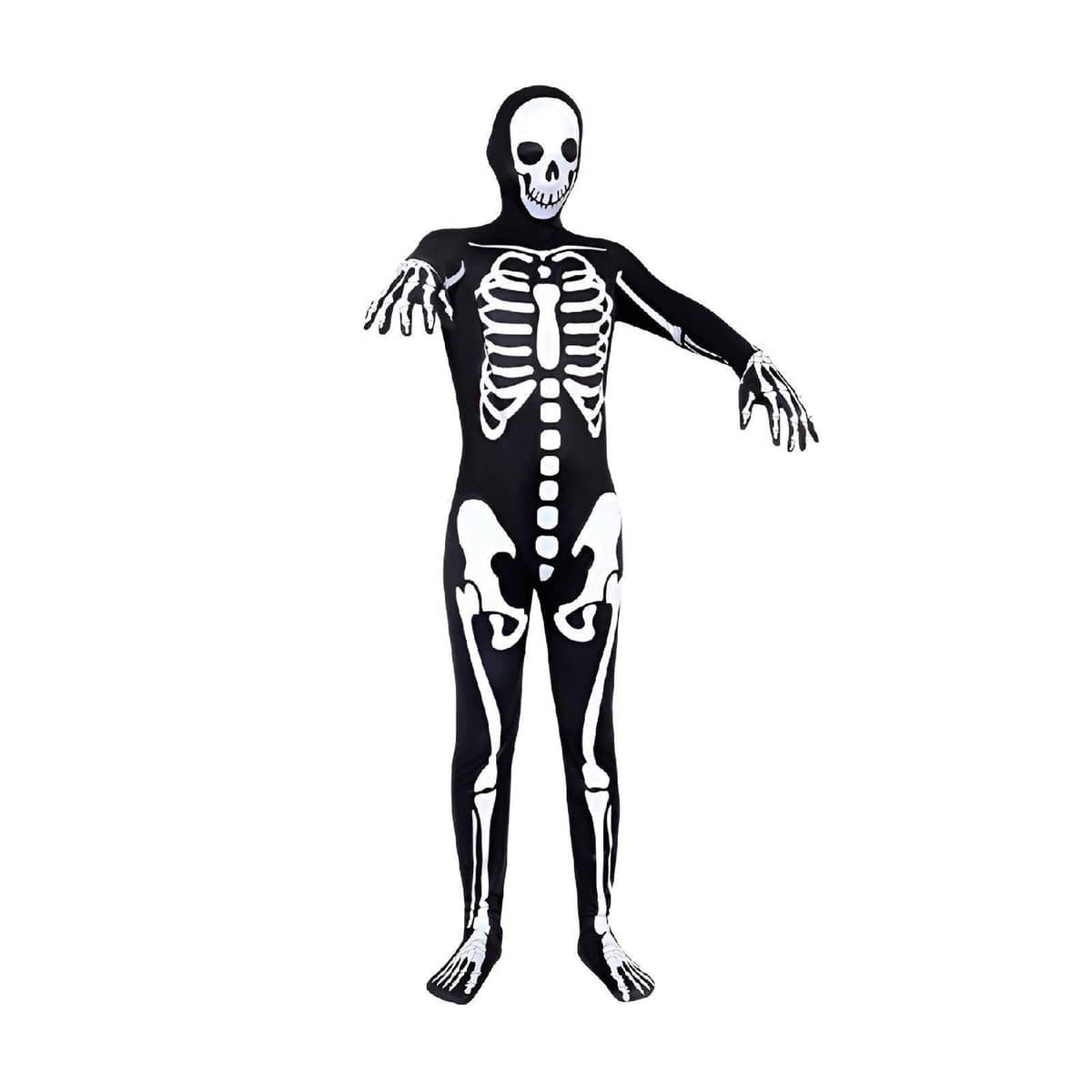 Halloween Cosplay Skeleton Jumpsuit Costume, Black and White Print - 120cm