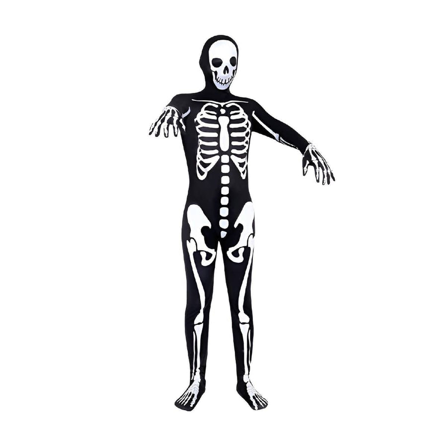 Halloween Cosplay Skeleton Jumpsuit Costume, Black and White Print - 120cm