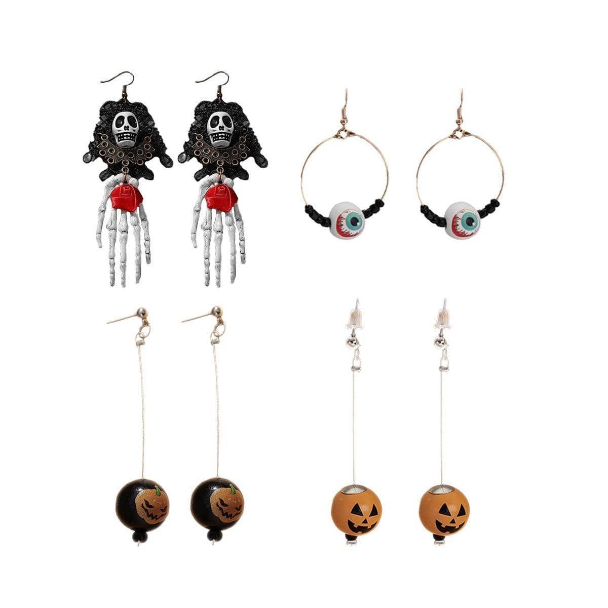 Halloween Earrings - Black Pumpkin Long Drop - view 3