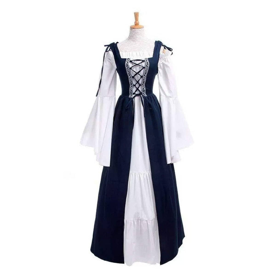 Halloween Medieval Renaissance Dress Costume - Blue, Size XL (Bust 98 cm)