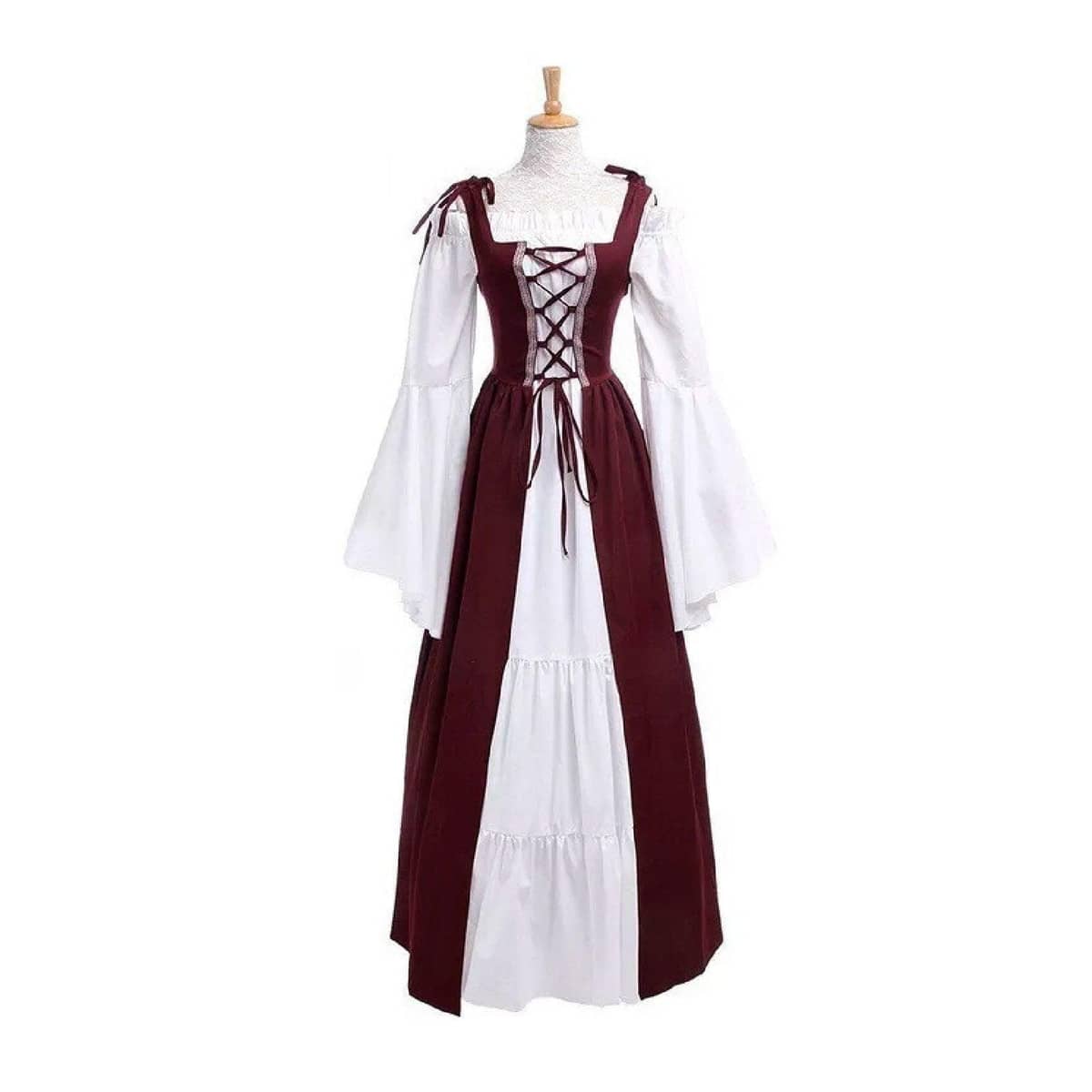 Halloween Medieval Renaissance Dress Costume - Red, Size L (Bust 94 cm)