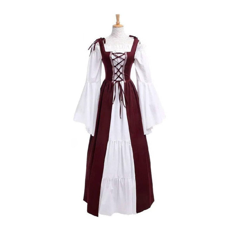 Halloween Medieval Renaissance Dress Costume - Red, Size L (Bust 94 cm)