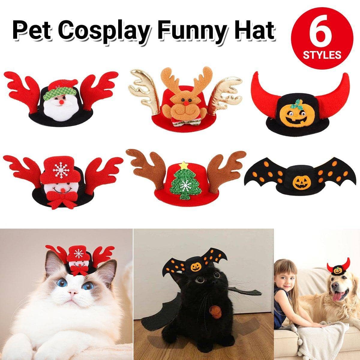Halloween Pet Hat for Dogs and Cats - Pumpkin Bat Wings - view 2