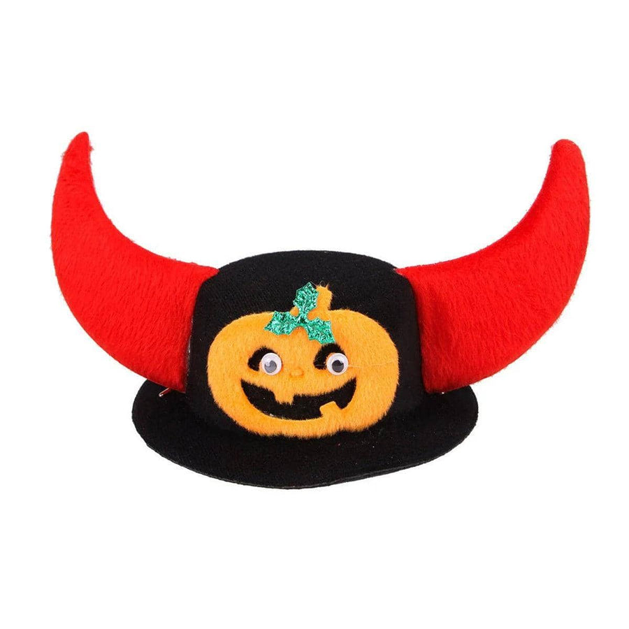 Halloween Pet Hat for Dogs and Cats - Pumpkin with Red Horns