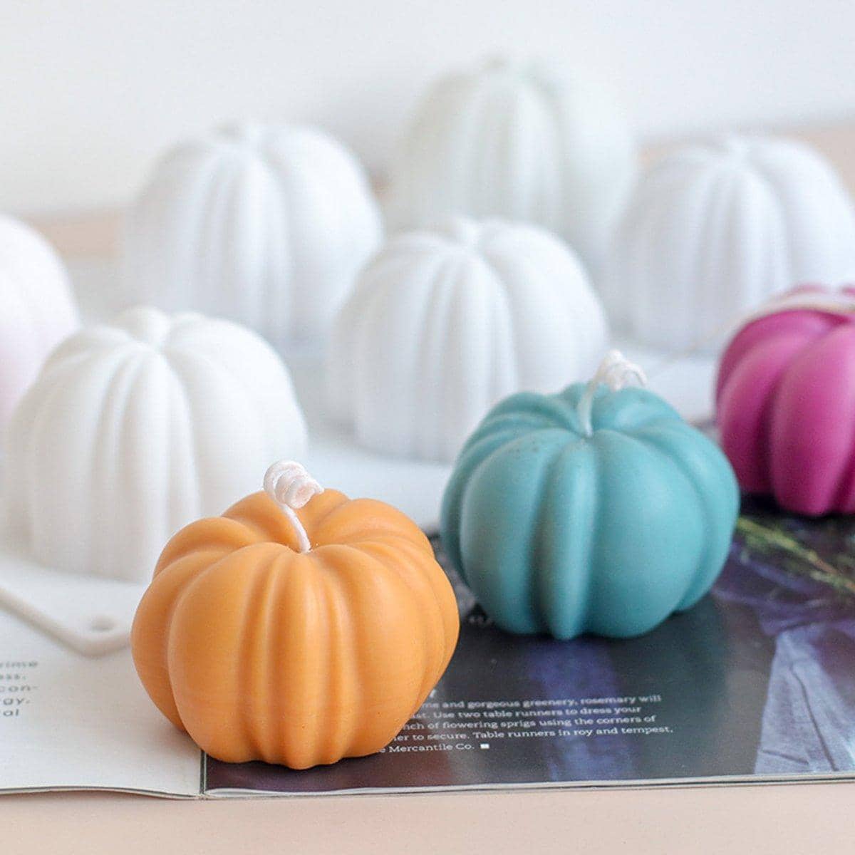 Halloween Pumpkin Silicone Mould for Candles, Soap and Chocolate - Matte White - view 4