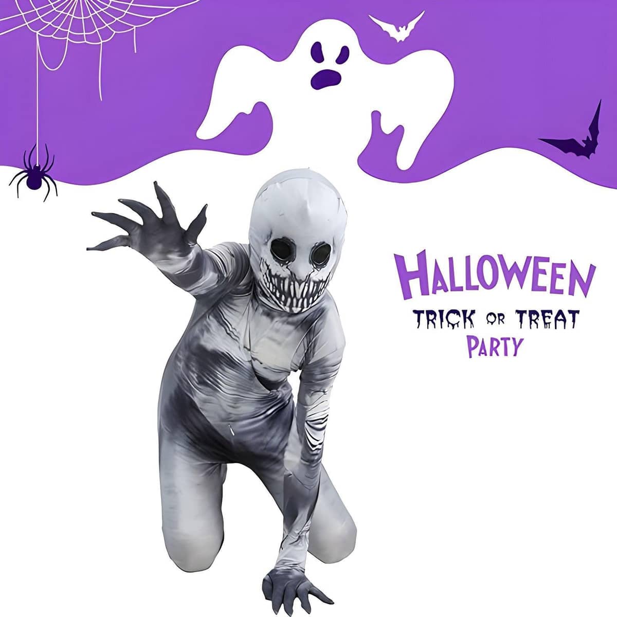 Halloween Skeleton Jumpsuit Cosplay Costume, Glow in the Dark - 180 cm - view 4