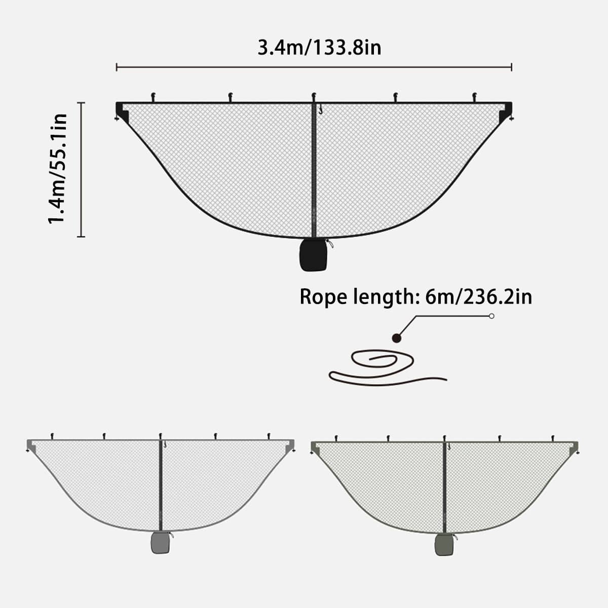 Hammock Mosquito Net Cover with Double-Head Zip - Olive Green - view 4