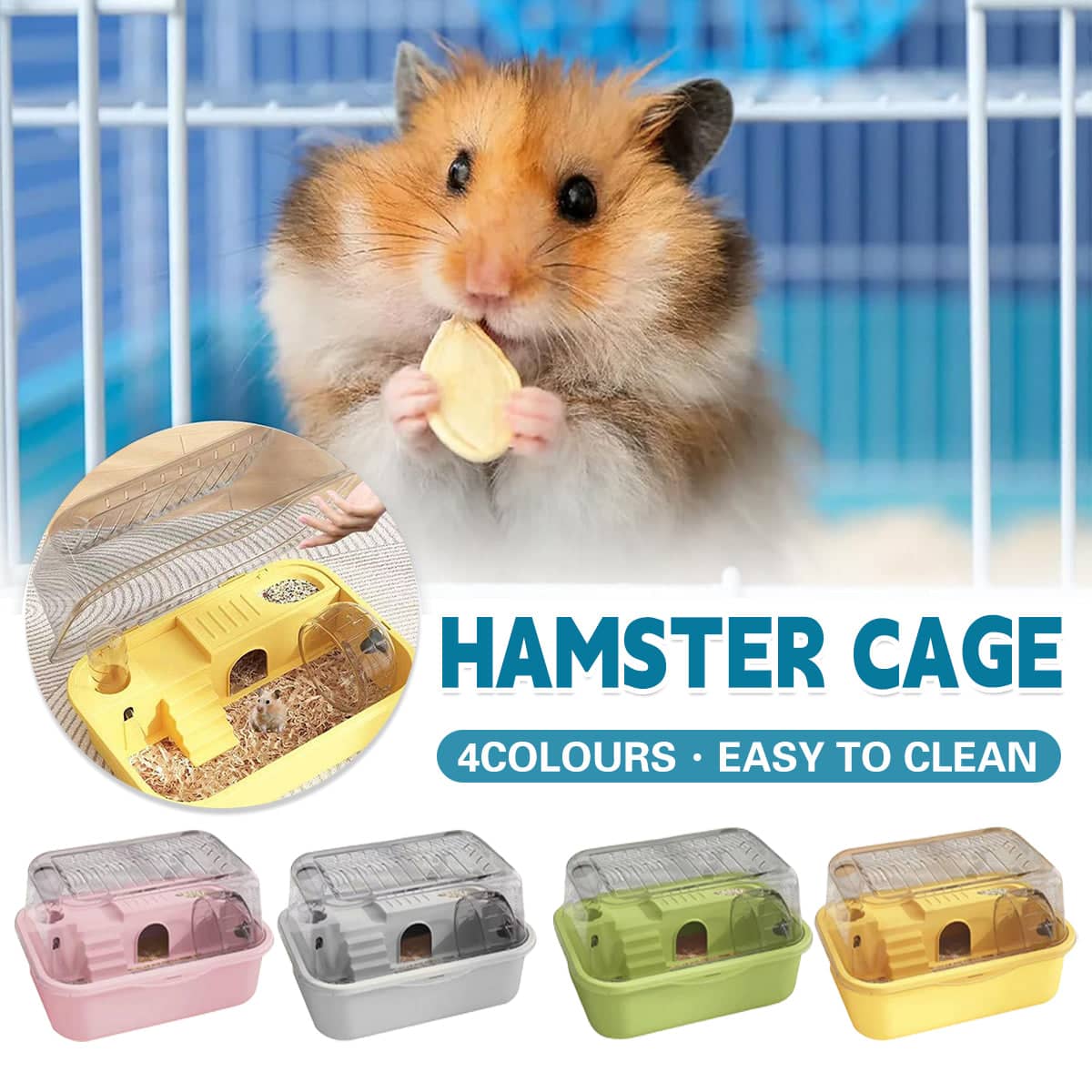 Hamster Cage with Acrylic Flip Top, Double Level 35 x 25 x 18.5cm - Yellow - view 2