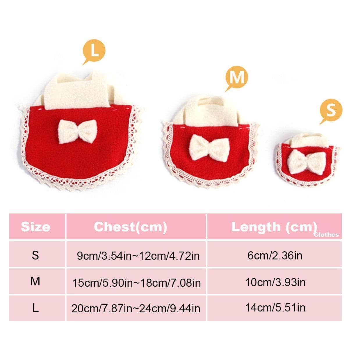 Hamster Clothes with Bow - Red, Medium (Chest 15 to 18 cm) - view 4