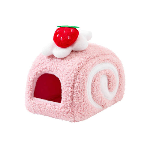 Hamster Cotton Nest Bed - Pink Strawberry Cake Roll