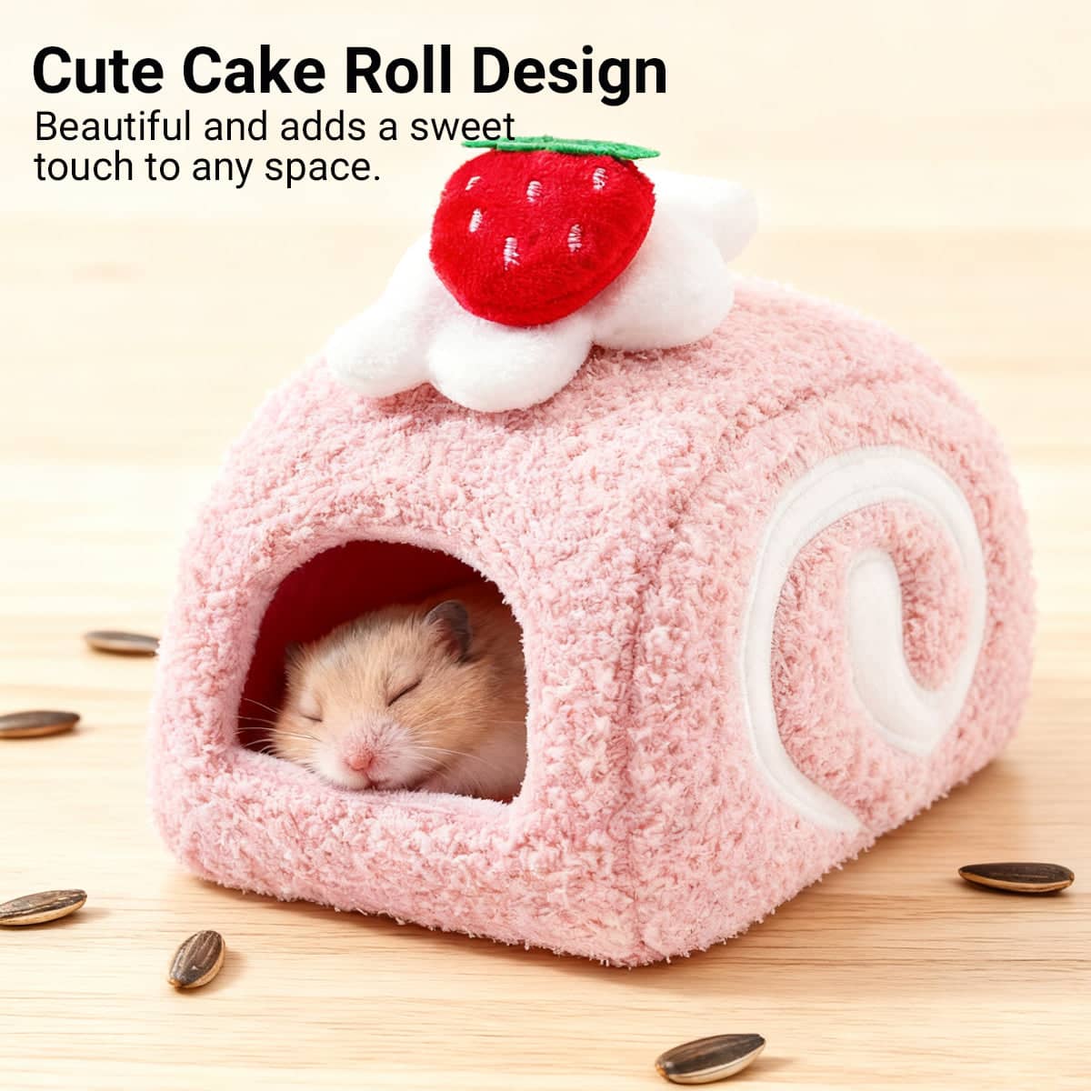 Hamster Cotton Nest Bed - Pink Strawberry Cake Roll - view 5