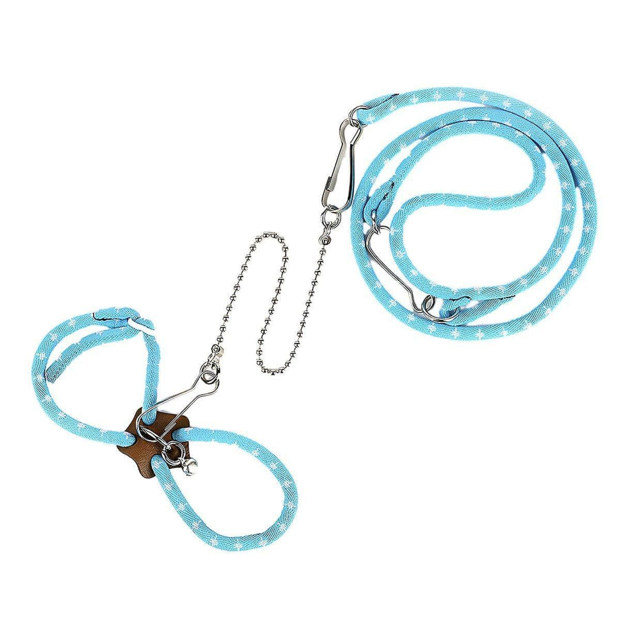 Hamster Traction Rope Harness and Leash with Chain - Blue