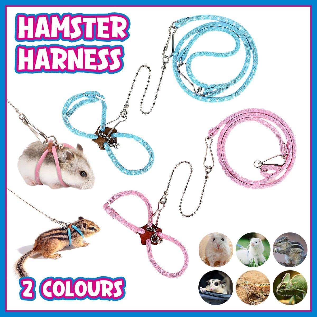 Hamster Traction Rope Harness and Leash with Chain - Blue - view 2