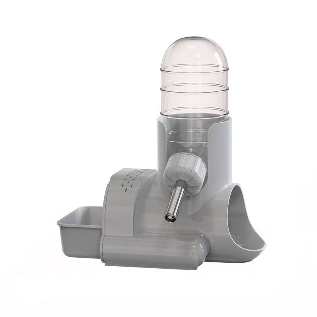 Hamster Water Bottle with Food Dish and Hideout - Light Grey