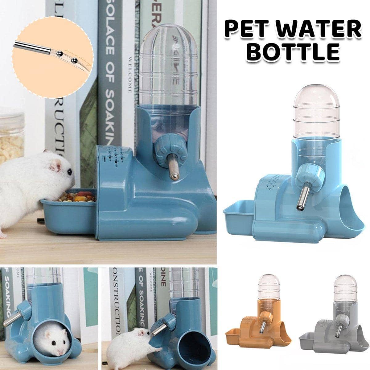 Hamster Water Bottle with Food Dish and Hideout - Light Grey - view 2