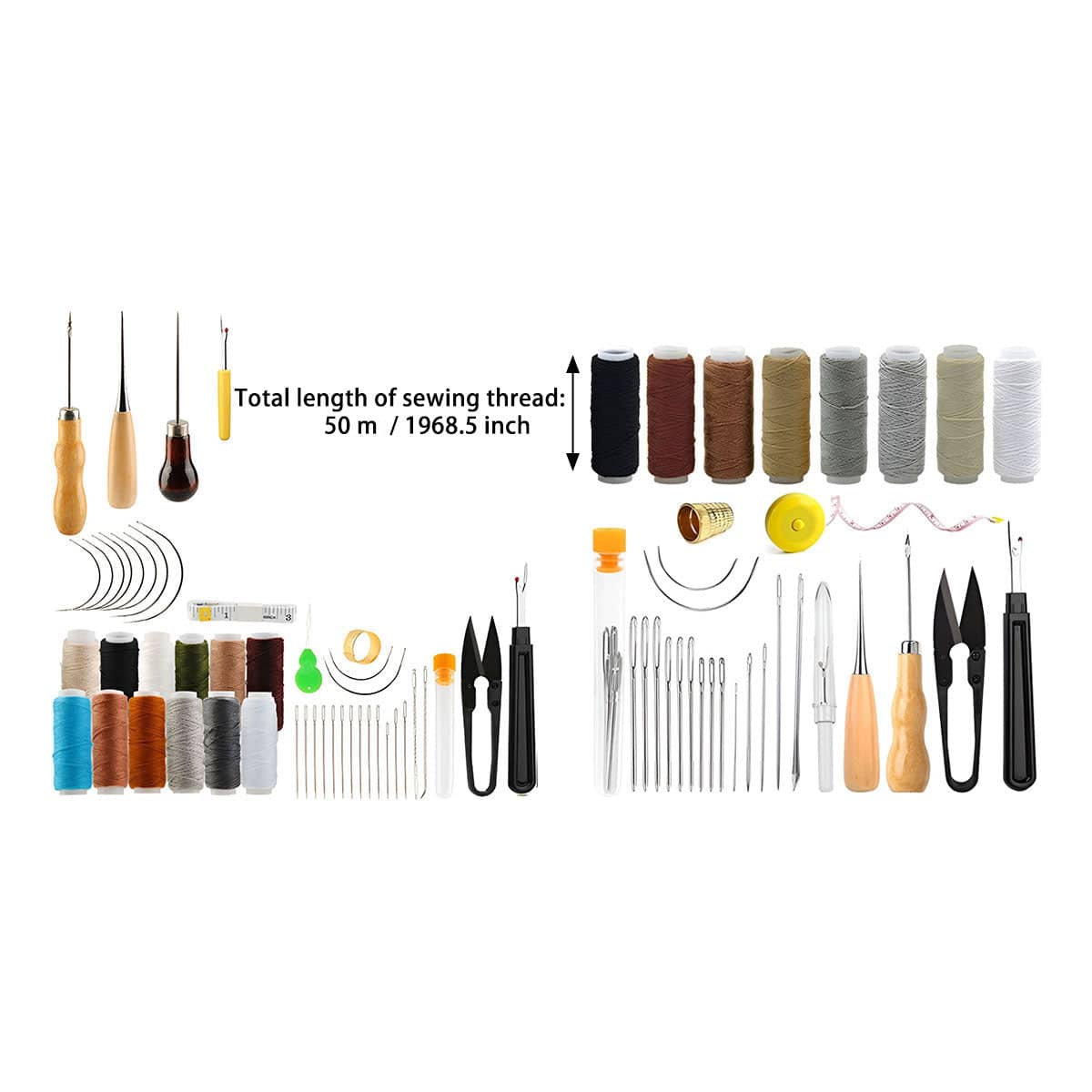 Hand Sewing Kit Canvas Leather Craft Big Eye Needles Cotton Thread - 31 Piece Set - view 4