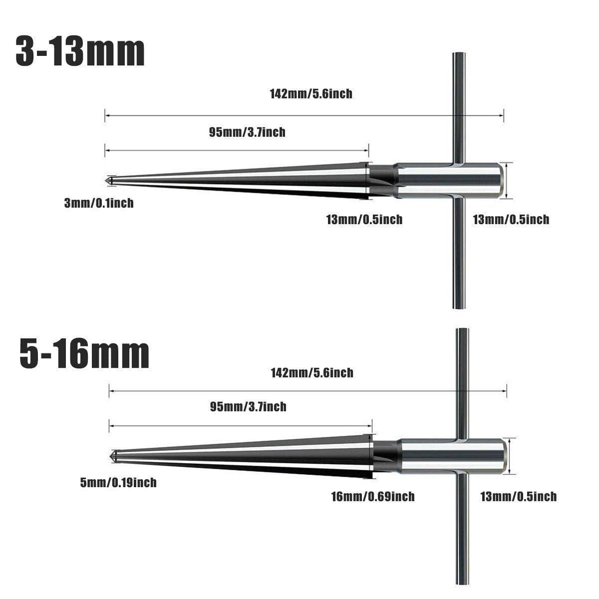 Hand Taper Reamer Tool with Hexagon Shank and T-Handle - 5-16 mm - view 4
