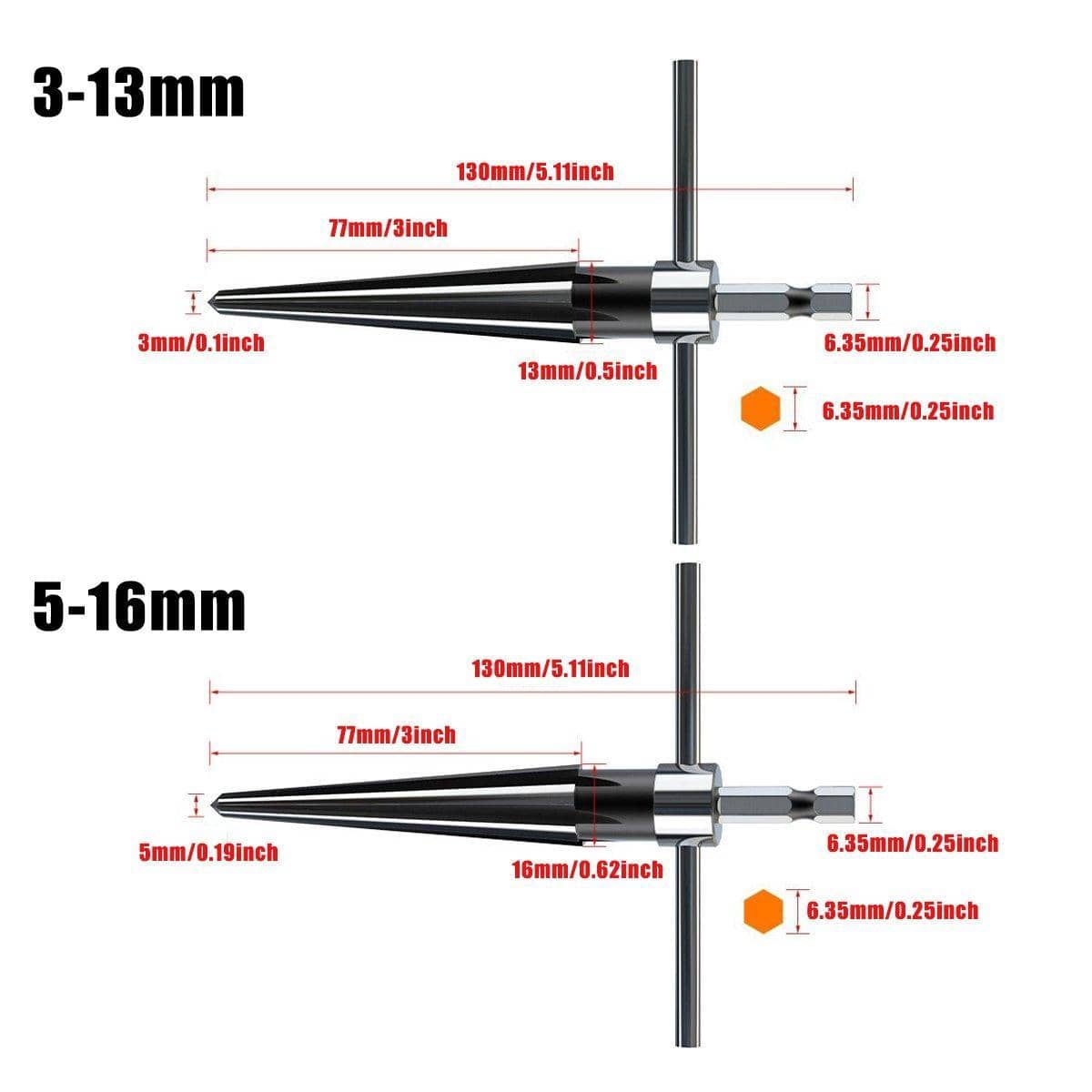 Hand Taper Reamer Tool with Hexagon Shank and T-Handle - 5-16 mm - view 5