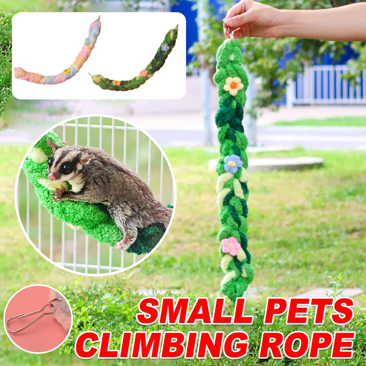 Hand-Woven Cotton Climbing Rope for Small Pets - Green - view 2