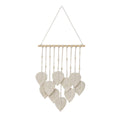 Hand Woven Cotton Cord Leaf Tapestry Bohemian Wall Hanging 40 x 100 cm, White - view 2