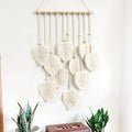 Hand Woven Cotton Cord Leaf Tapestry Bohemian Wall Hanging 40 x 100 cm, White - view 4