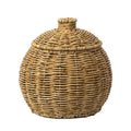 Hand Woven Imitation Rattan Storage Basket with Lid - Without Legs