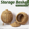 Hand Woven Imitation Rattan Storage Basket with Lid - Without Legs - view 2