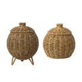 Hand Woven Imitation Rattan Storage Basket with Lid - Without Legs - view 3