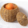 Hand Woven Imitation Rattan Storage Basket with Lid - Without Legs - view 5