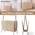 Hand Woven Magazine Rack - Paper Rope with Iron Frame, 35 x 10 x 36 cm