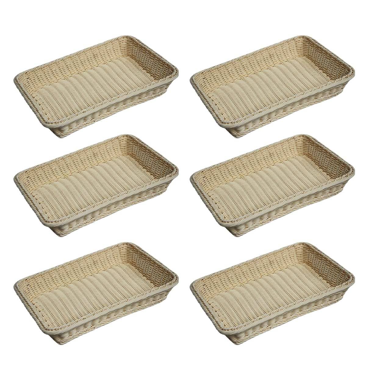 Hand Woven Rattan Style Baskets, Set of 6, Cream White - view 2