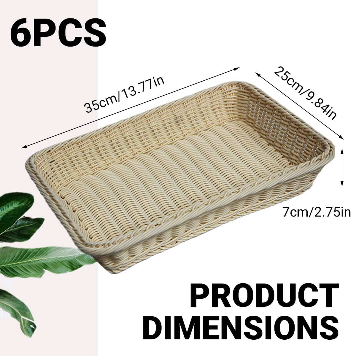 Hand Woven Rattan Style Baskets, Set of 6, Cream White - view 3
