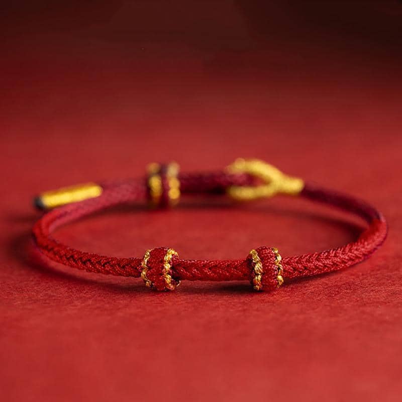 Hand-Woven Red Rope Bracelet, Adjustable 14-19cm - view 4