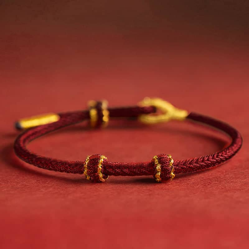 Hand-Woven Red Rope Bracelet, Adjustable 14-19cm - view 5