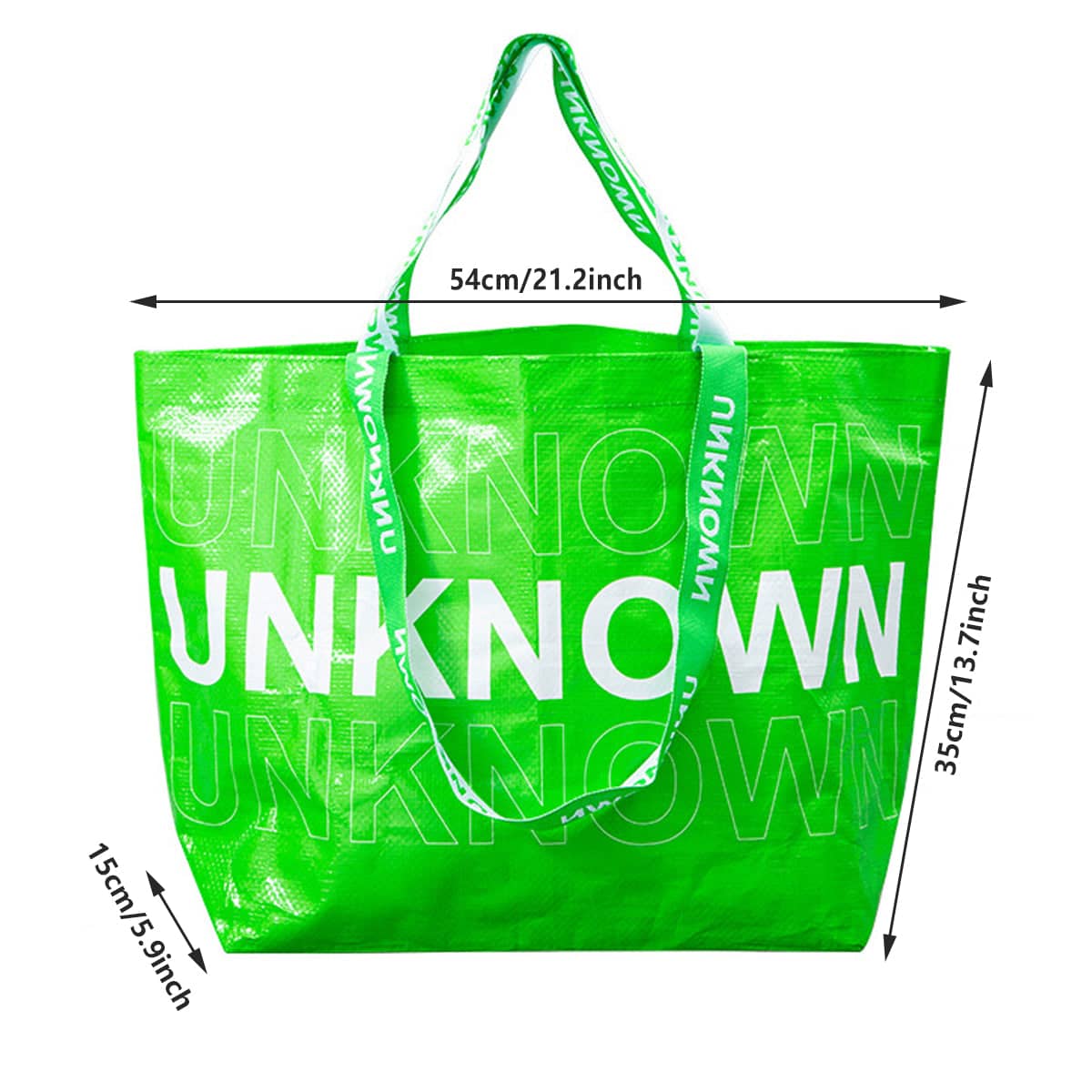 Hand Woven Shopping Tote Bags, Waterproof - Green, Pack of 5 - view 3