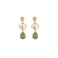 Handcrafted Geometric Earrings for Women, Gold Tone with Glass and Pearl - view 2