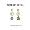 Handcrafted Geometric Earrings for Women, Gold Tone with Glass and Pearl - view 3