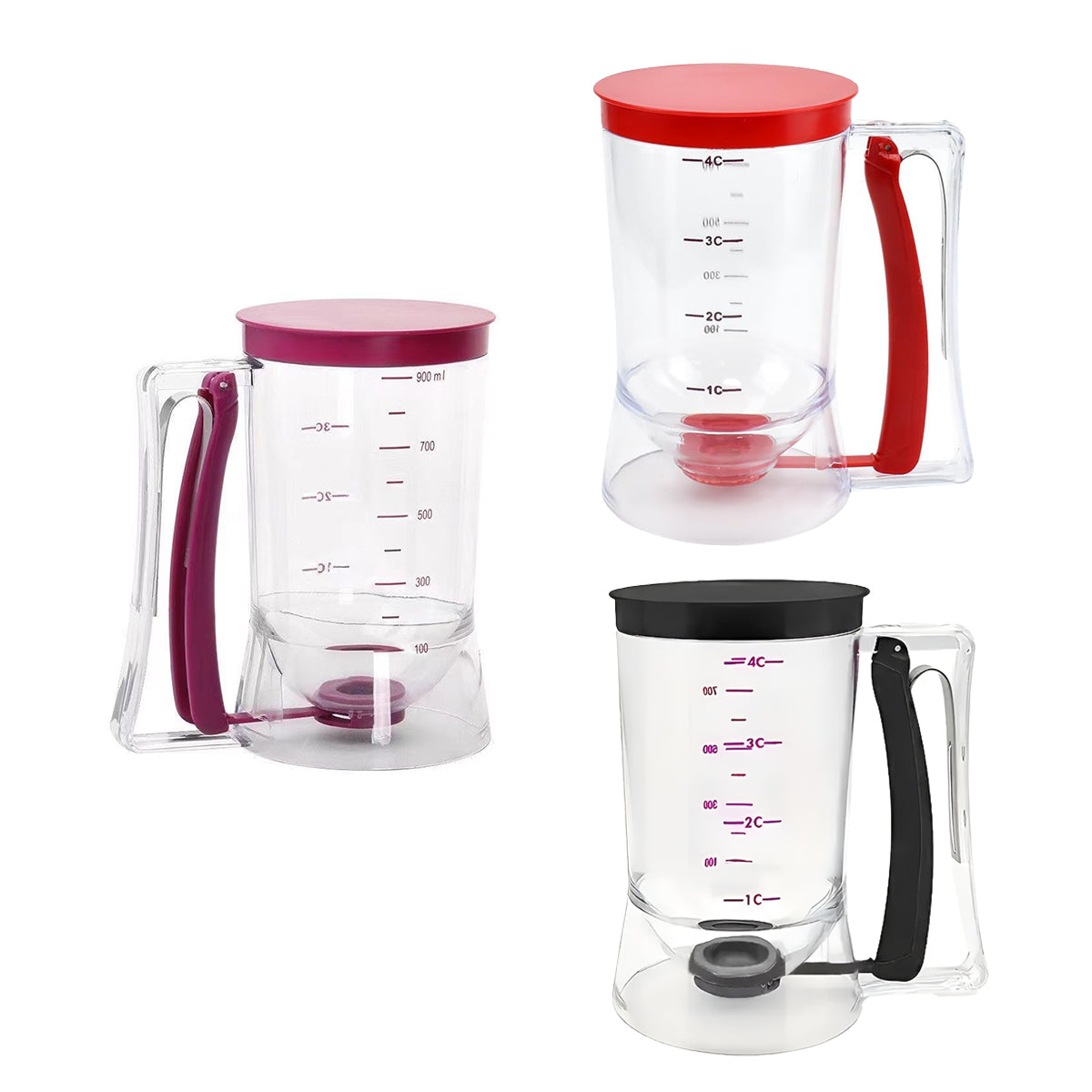 Handheld Batter Dispenser with Measuring Markings and Lid - Purple - view 3