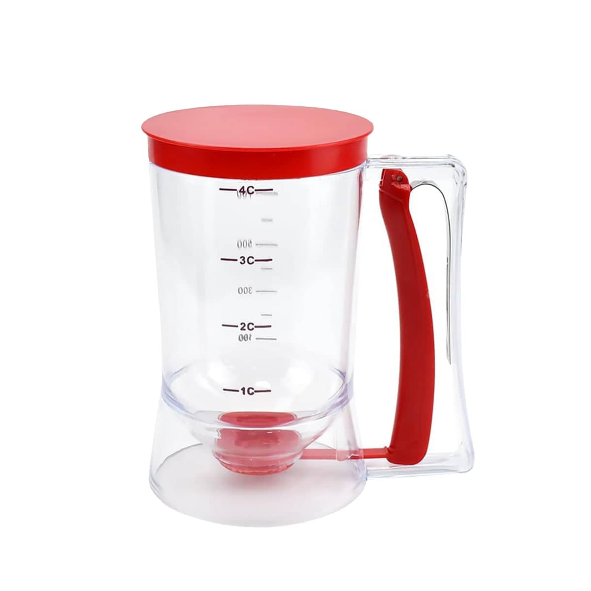 Handheld Batter Dispenser with Measuring Markings and Lid - Red
