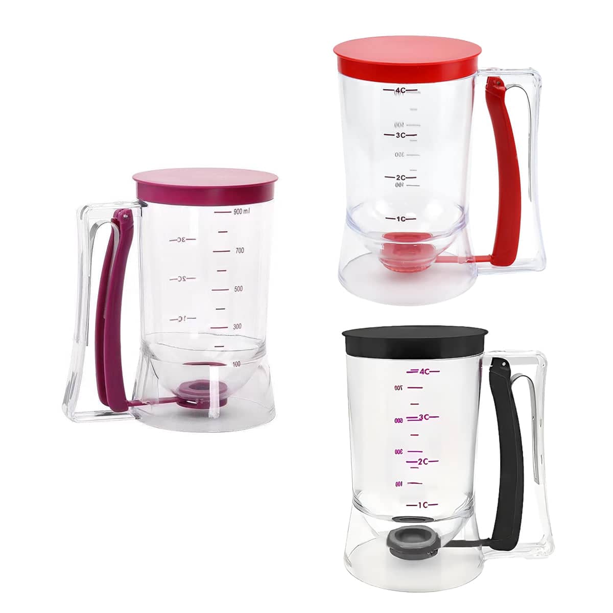 Handheld Batter Dispenser with Measuring Markings and Lid - Red - view 3