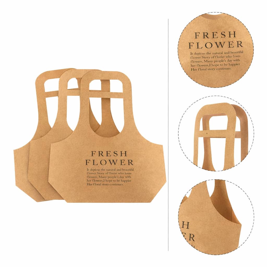 Handheld Kraft Paper Flower Bags, Pack of 10 - Kraft Brown, Large (22 x 10 x 40 cm) - view 4