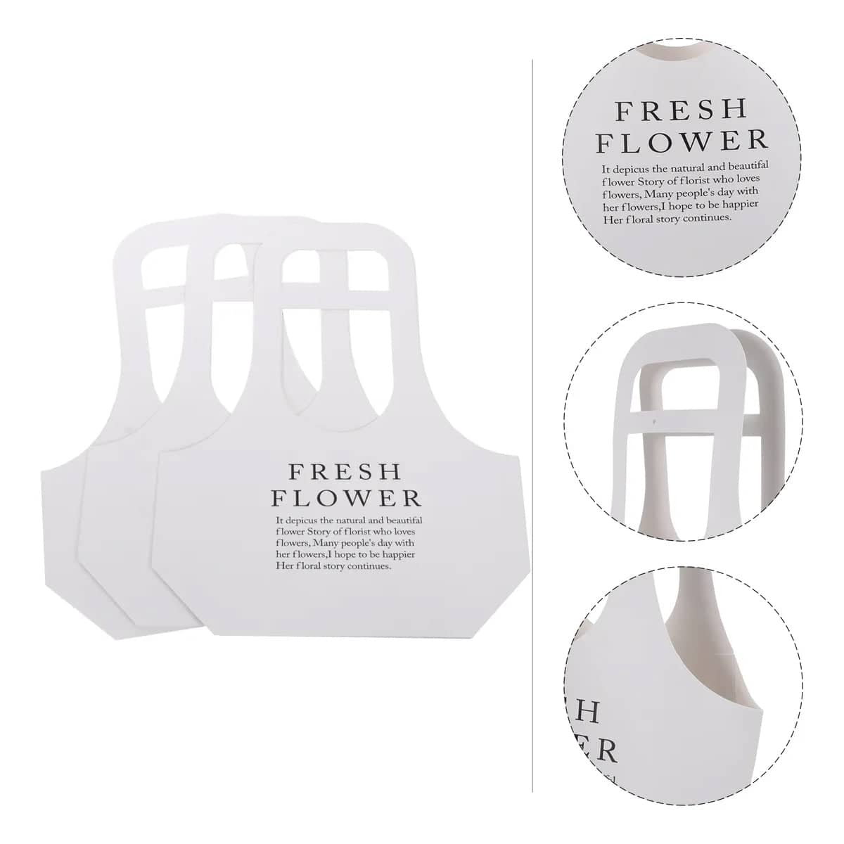 Handheld Kraft Paper Flower Bags, Pack of 10 - White, Small (17 x 7.5 x 32.5 cm) - view 5