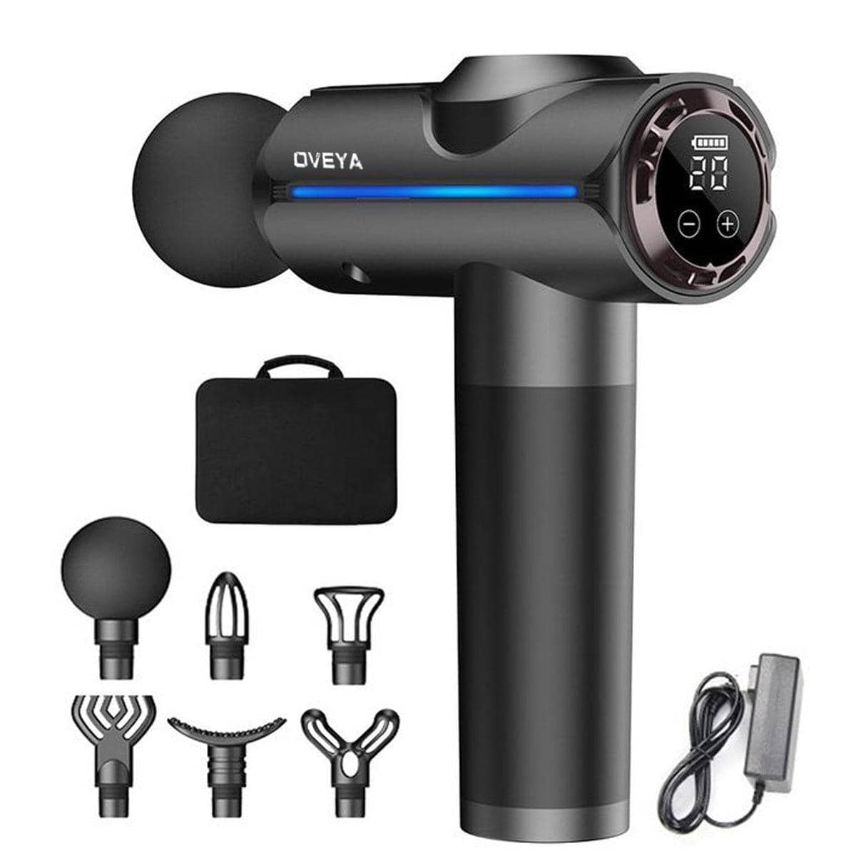 Handheld Muscle Massage Gun with 20 Speeds and 6 Heads, Black - view 2