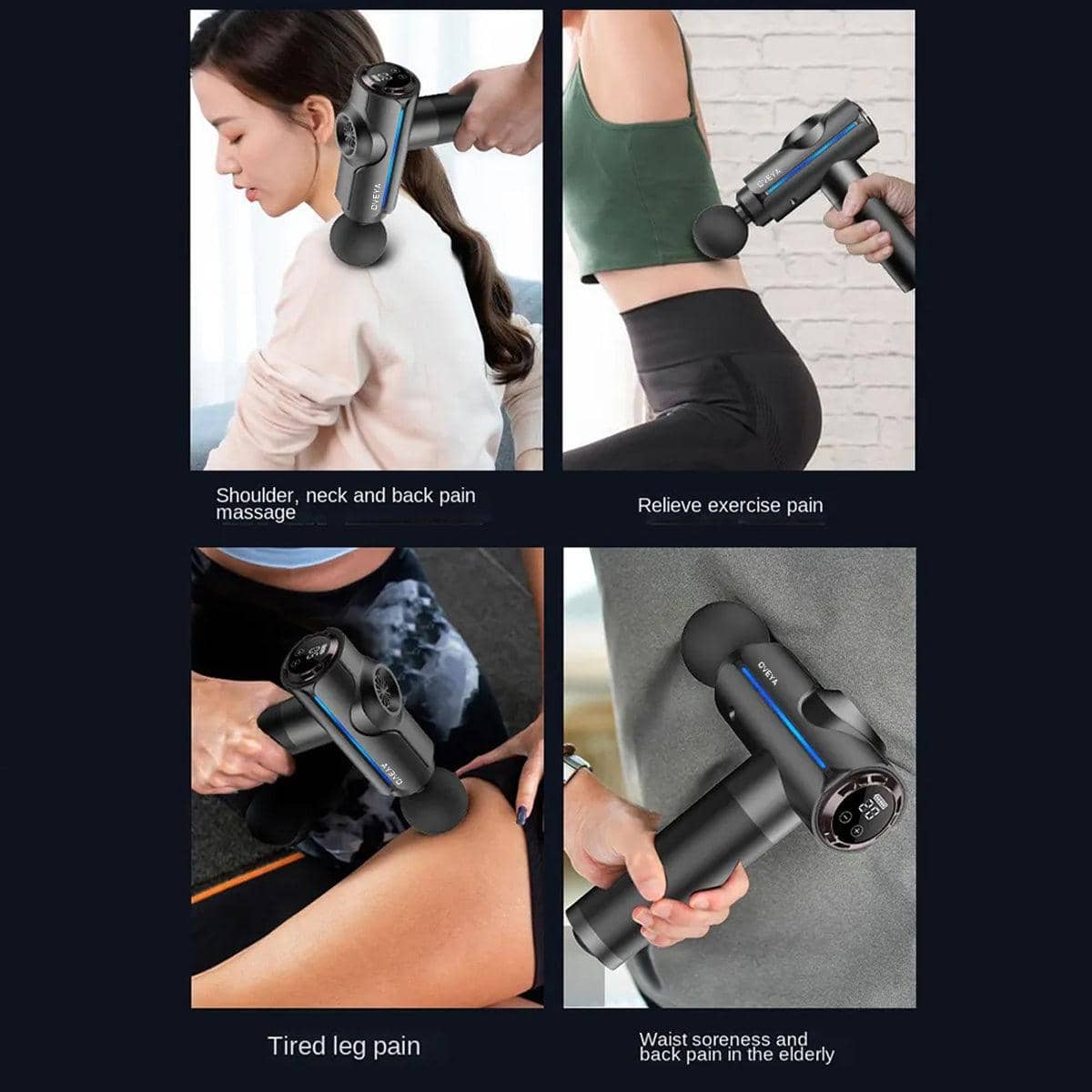 Handheld Muscle Massage Gun with 20 Speeds and 6 Heads, Black - view 4