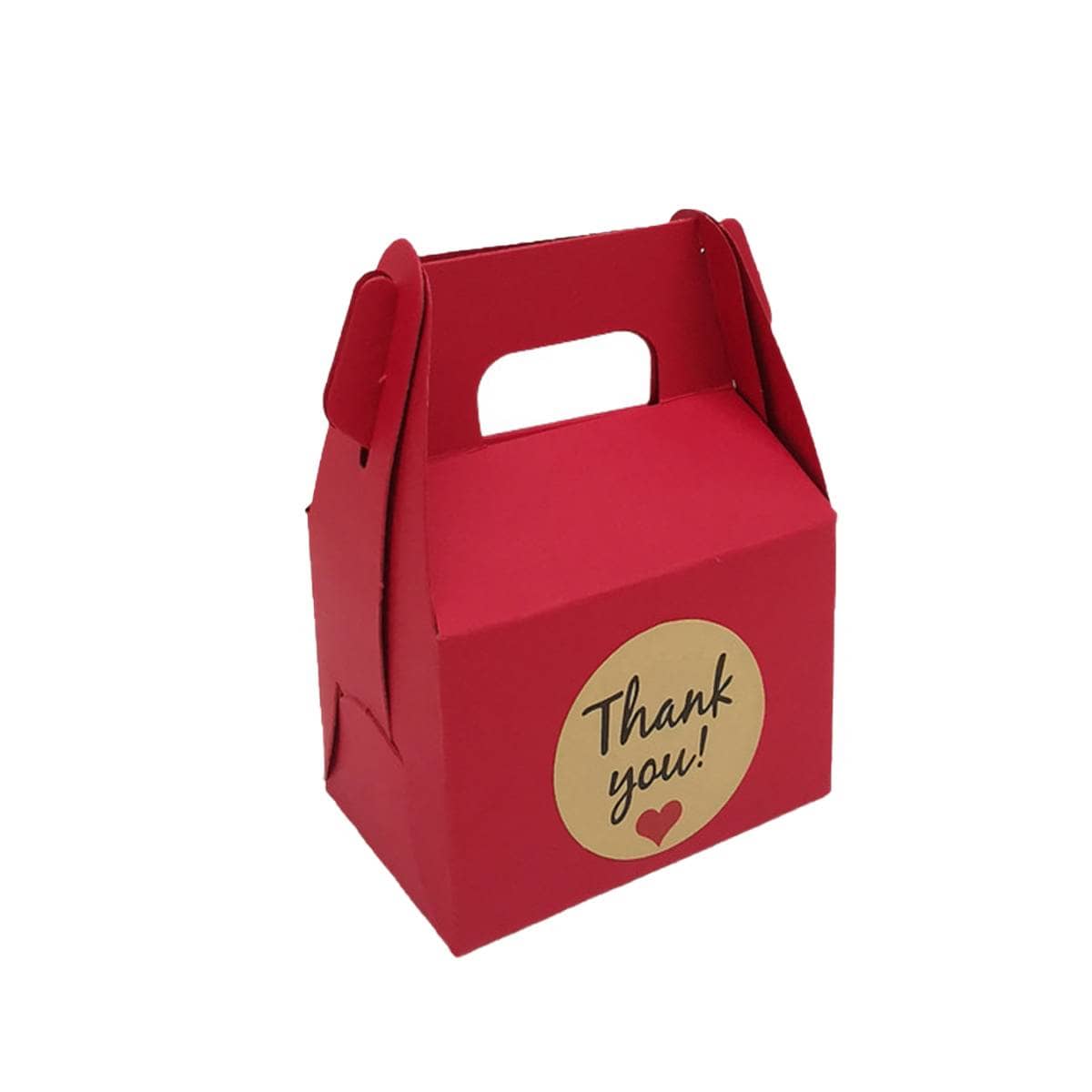 Handheld Paper Gift Boxes with Thank You Stickers, Pack of 3 - Red