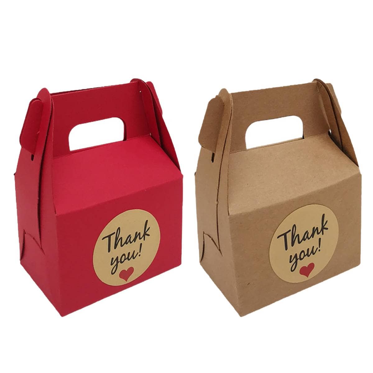 Handheld Paper Gift Boxes with Thank You Stickers, Pack of 3 - Red - view 3